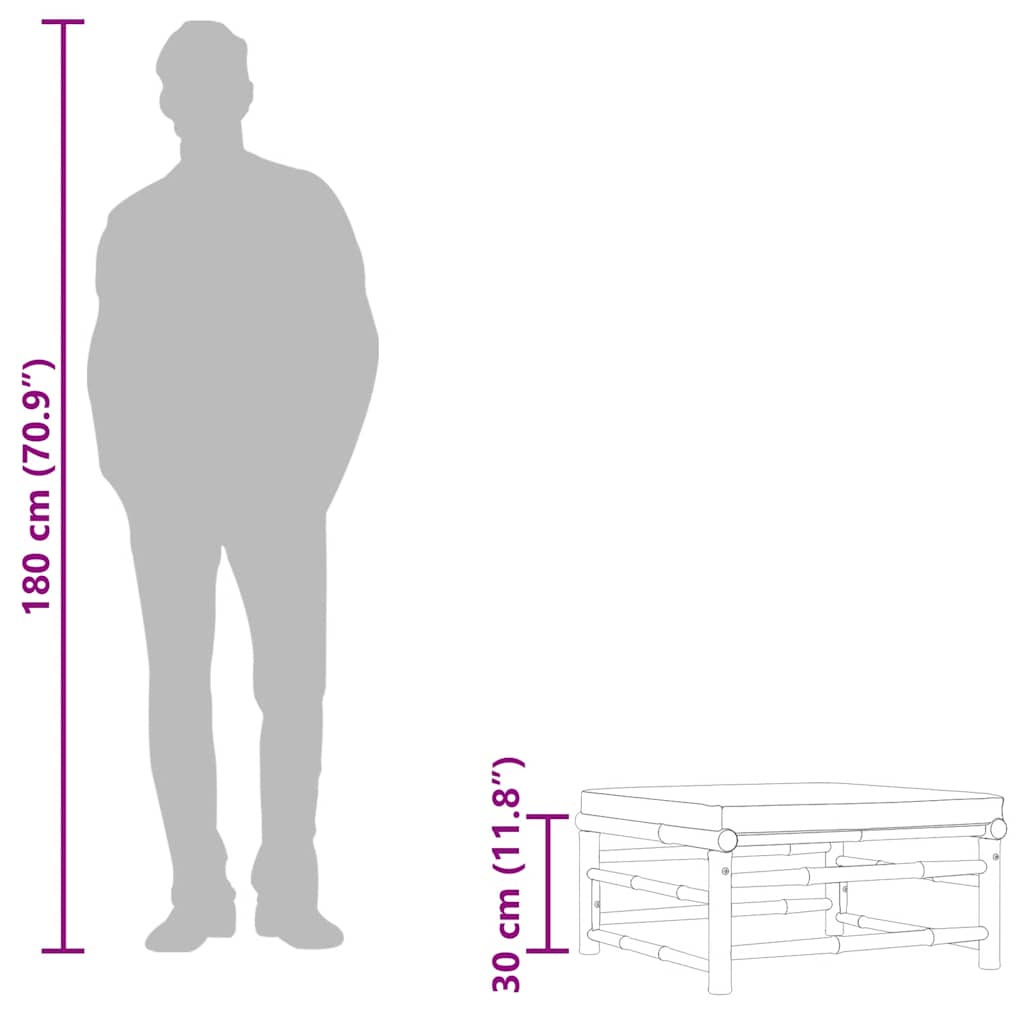 Garden Footrest with Dark Grey Cushion Bamboo