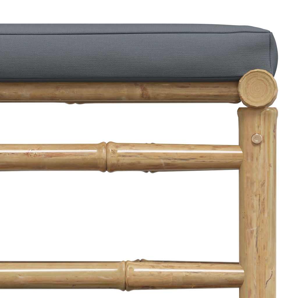 Garden Footrest with Dark Grey Cushion Bamboo