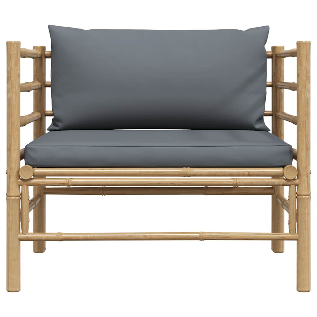 Garden Sofa with Dark Grey Cushions Bamboo