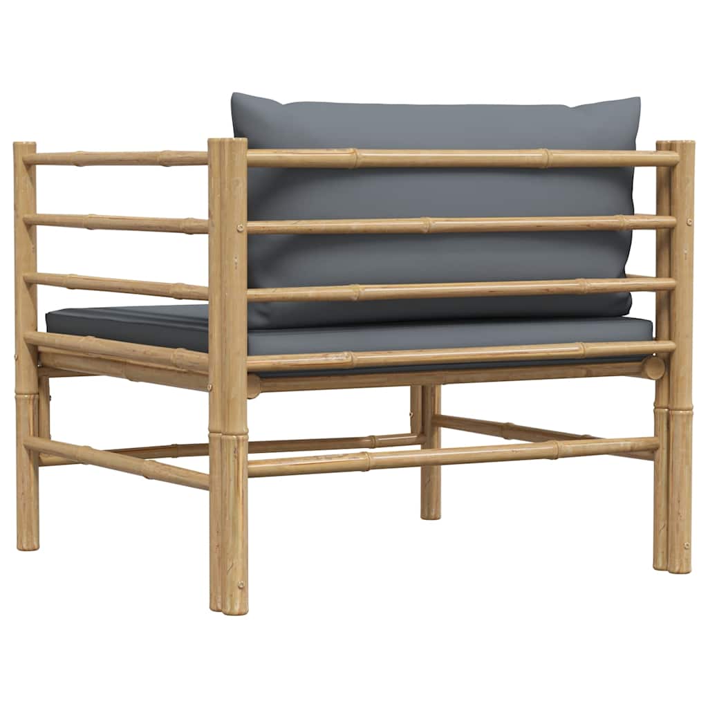 Garden Sofa with Dark Grey Cushions Bamboo