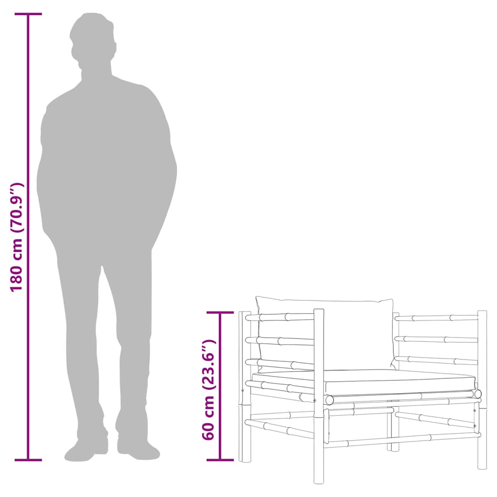 Garden Sofa with Dark Grey Cushions Bamboo