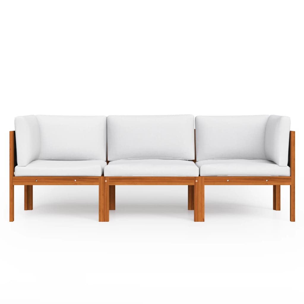 3-Seater Garden Sofa with Cushion Wood Acacia&Rope