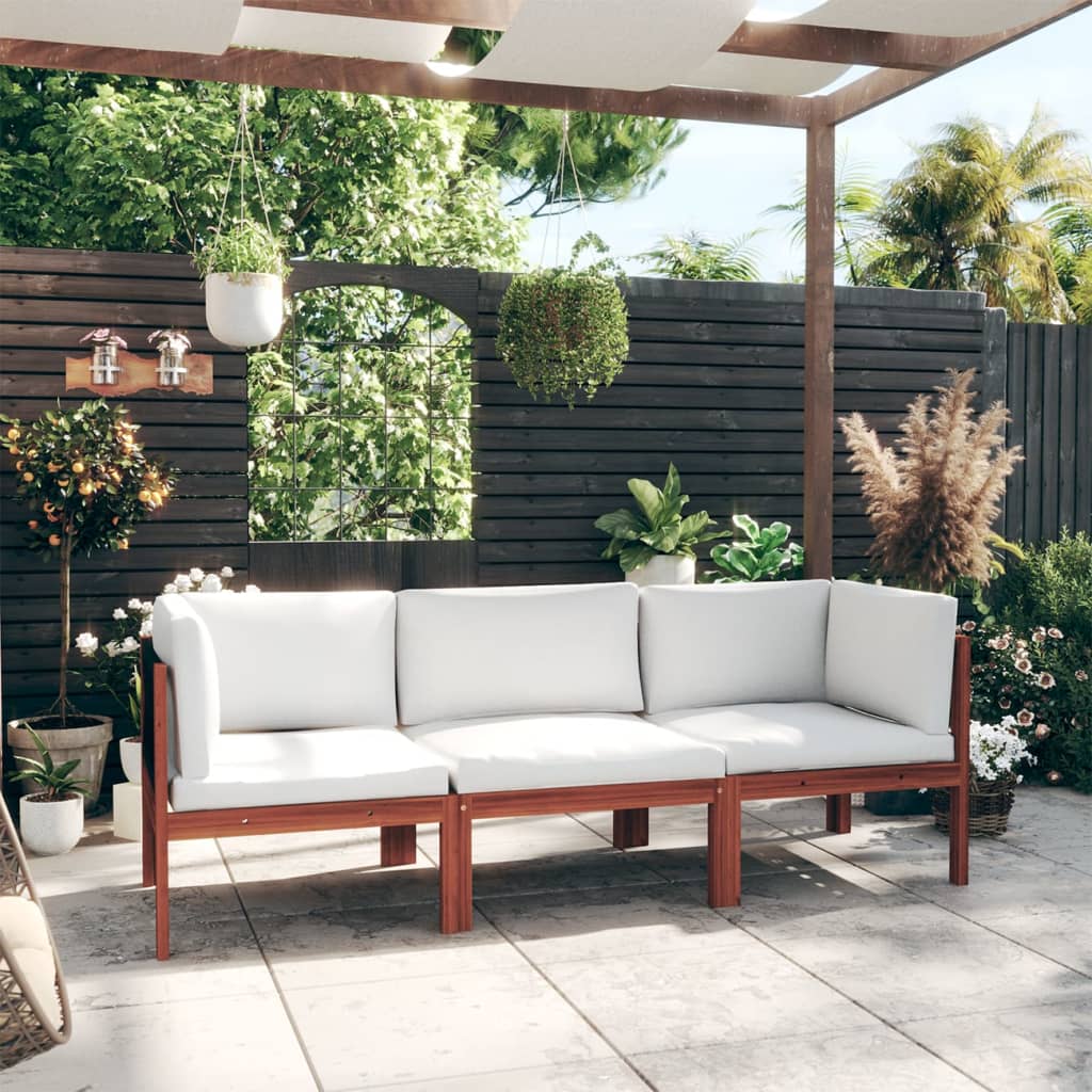 3-Seater Garden Sofa with Cushion Wood Acacia&Rope