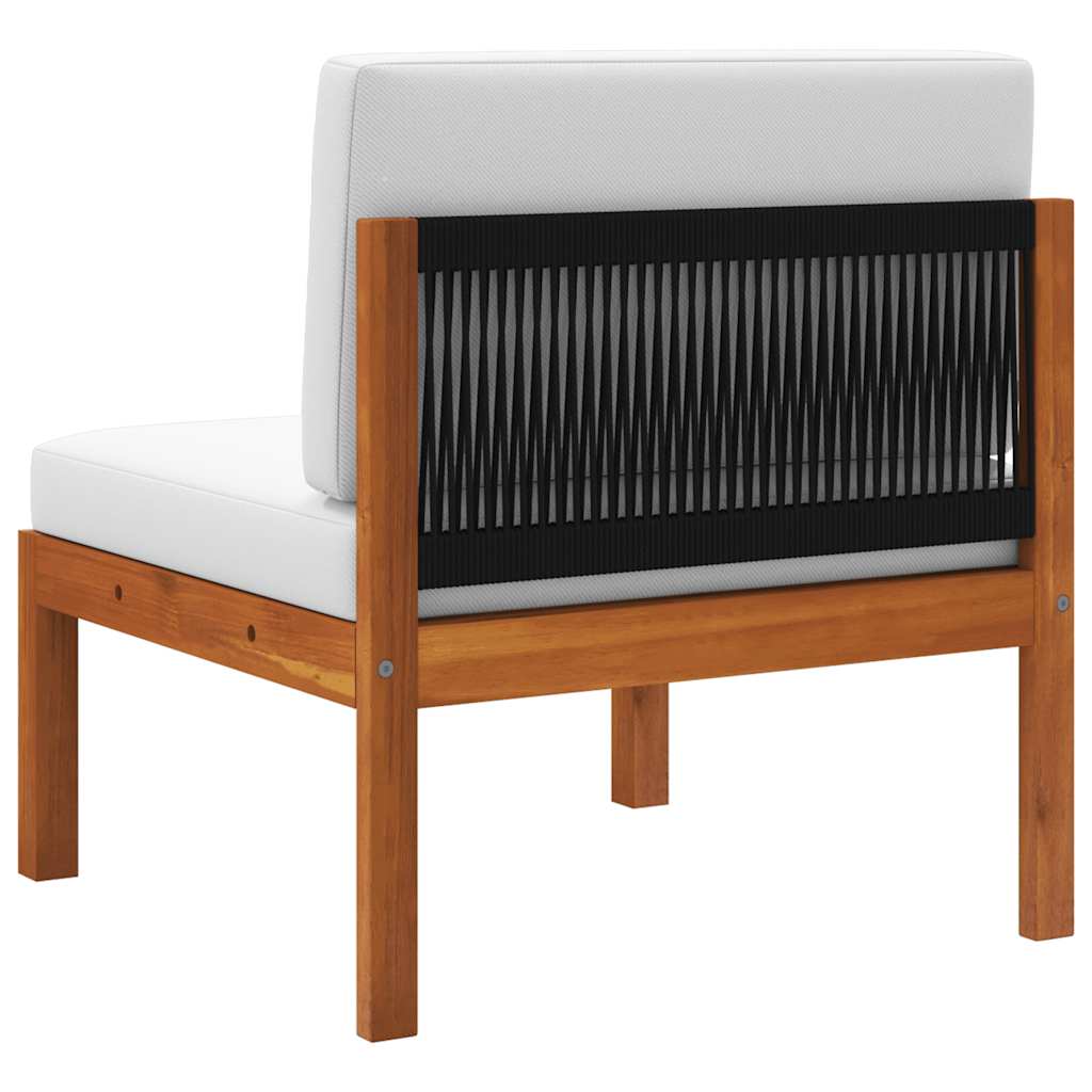 Garden Middle Sofa with Cushions Wood Acacia&Rope