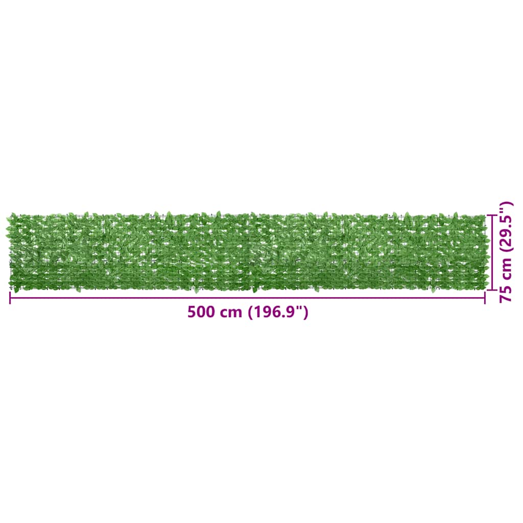 Balcony Screen with Green Leaves 500x75 cm