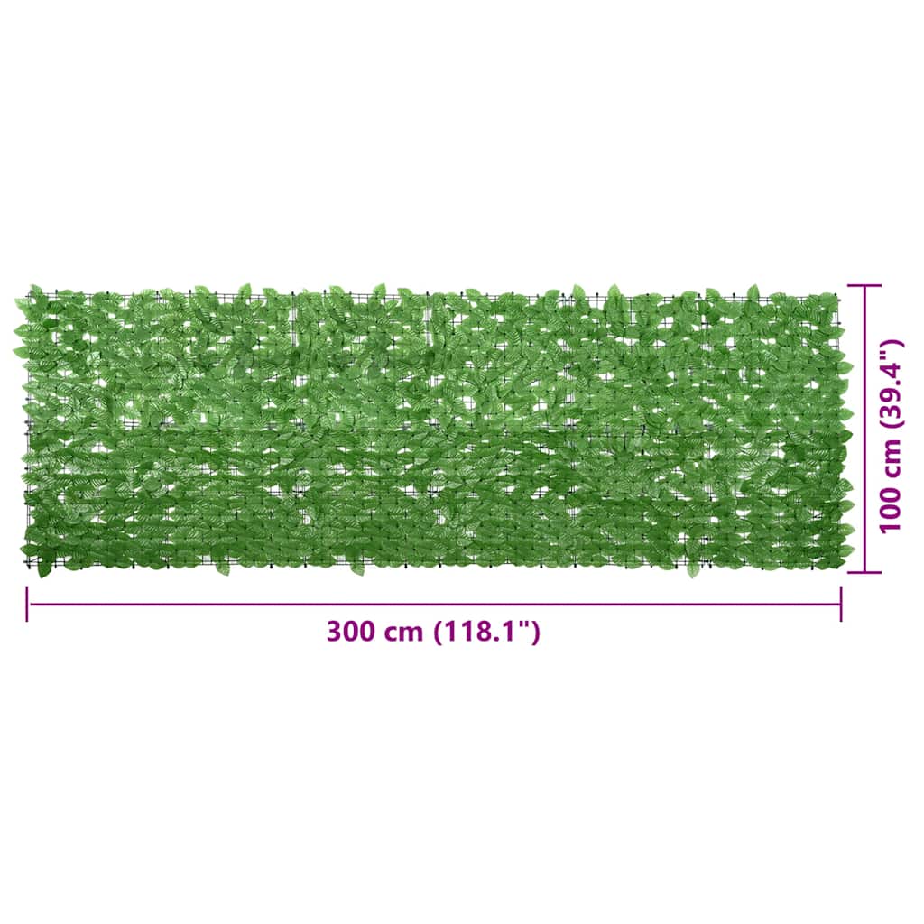 Balcony Screen with Green Leaves 300x100 cm