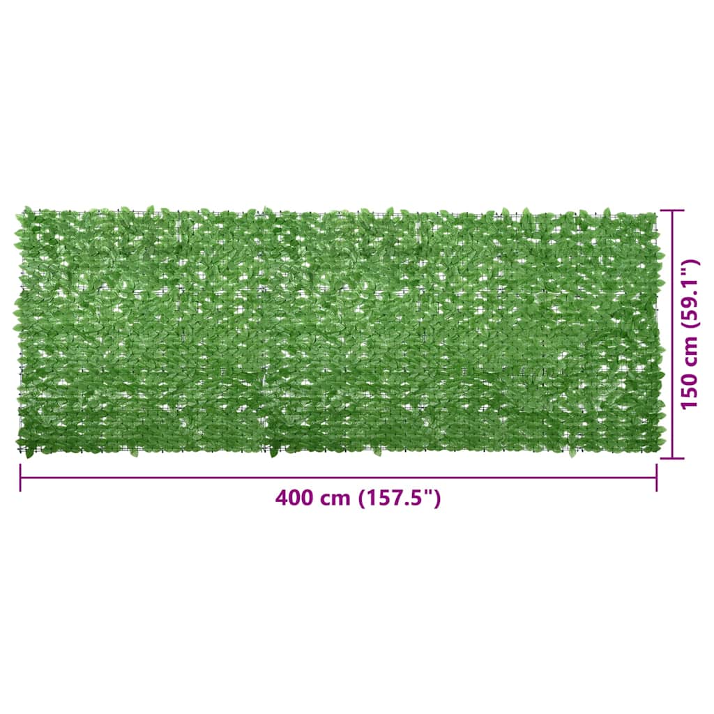 Balcony Screen with Green Leaves 400x150 cm