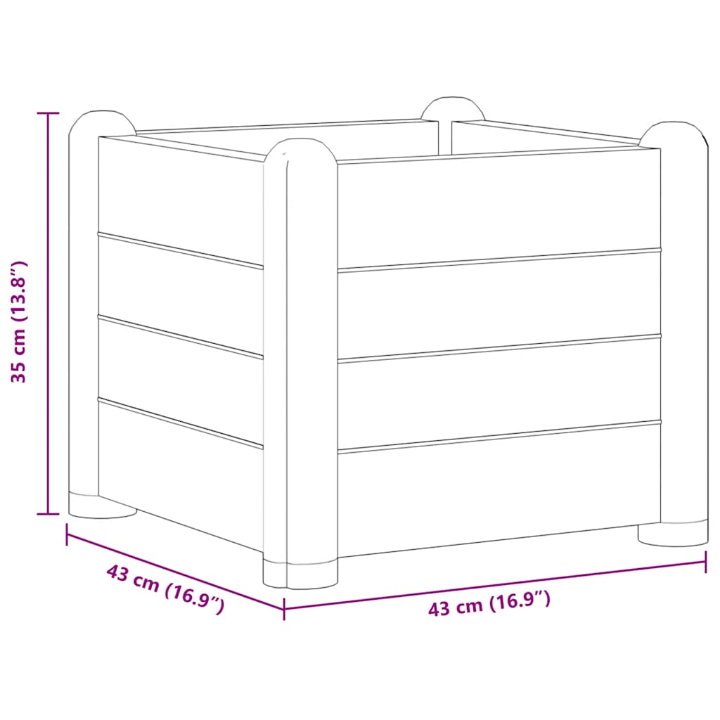 Garden Raised Bed PP Anthracite 43x43x35 cm