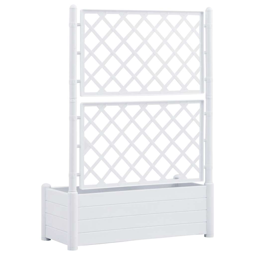 Garden Planter with Trellis 100x43x142 cm PP White