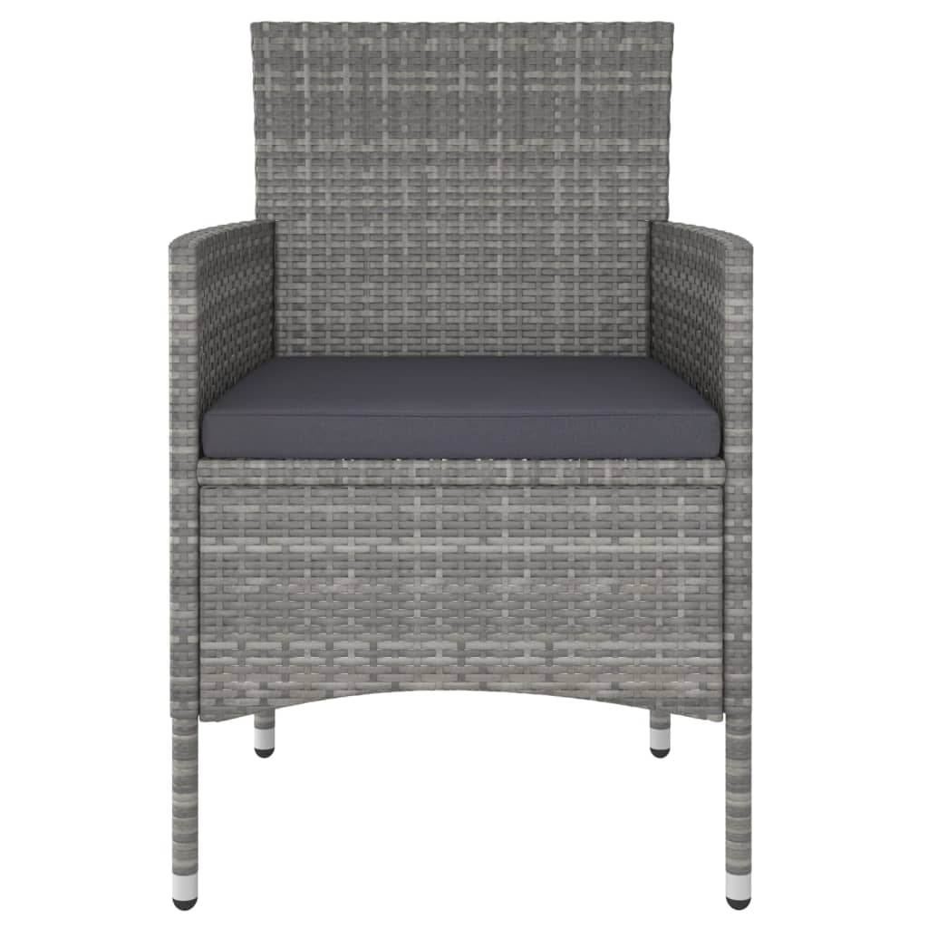 3 Piece Garden Dining Set Poly Rattan & Solid Acacia Wood Grey