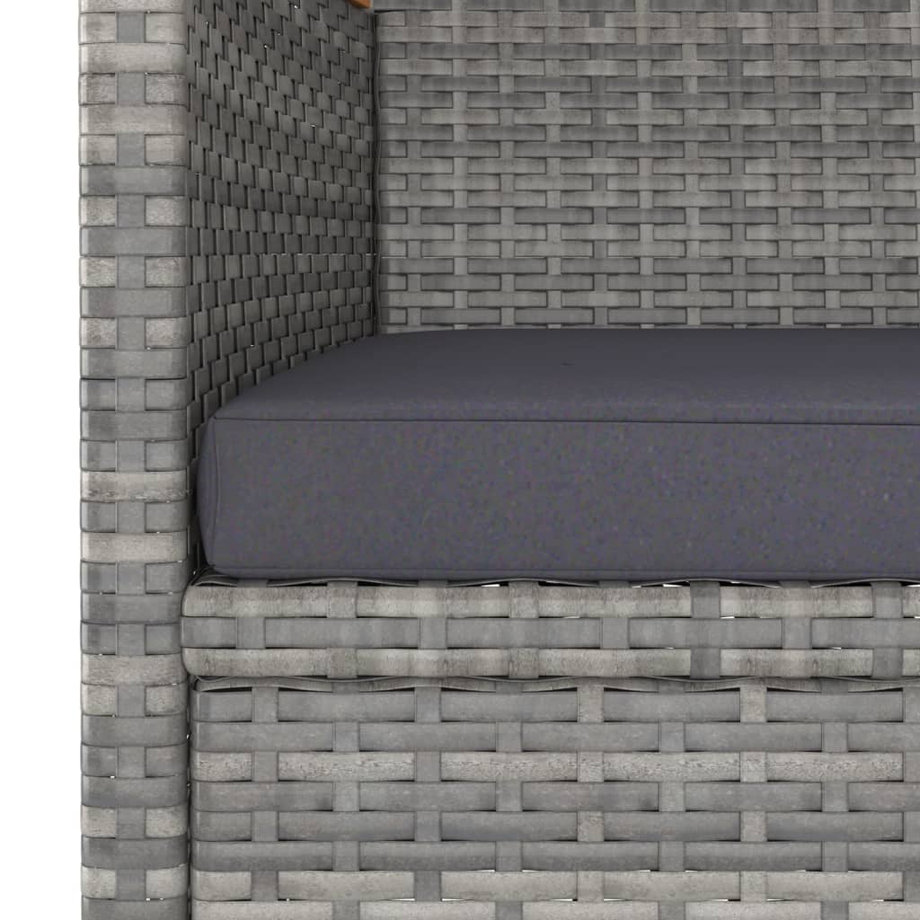 3 Piece Garden Dining Set Poly Rattan and Tempered Glass Grey