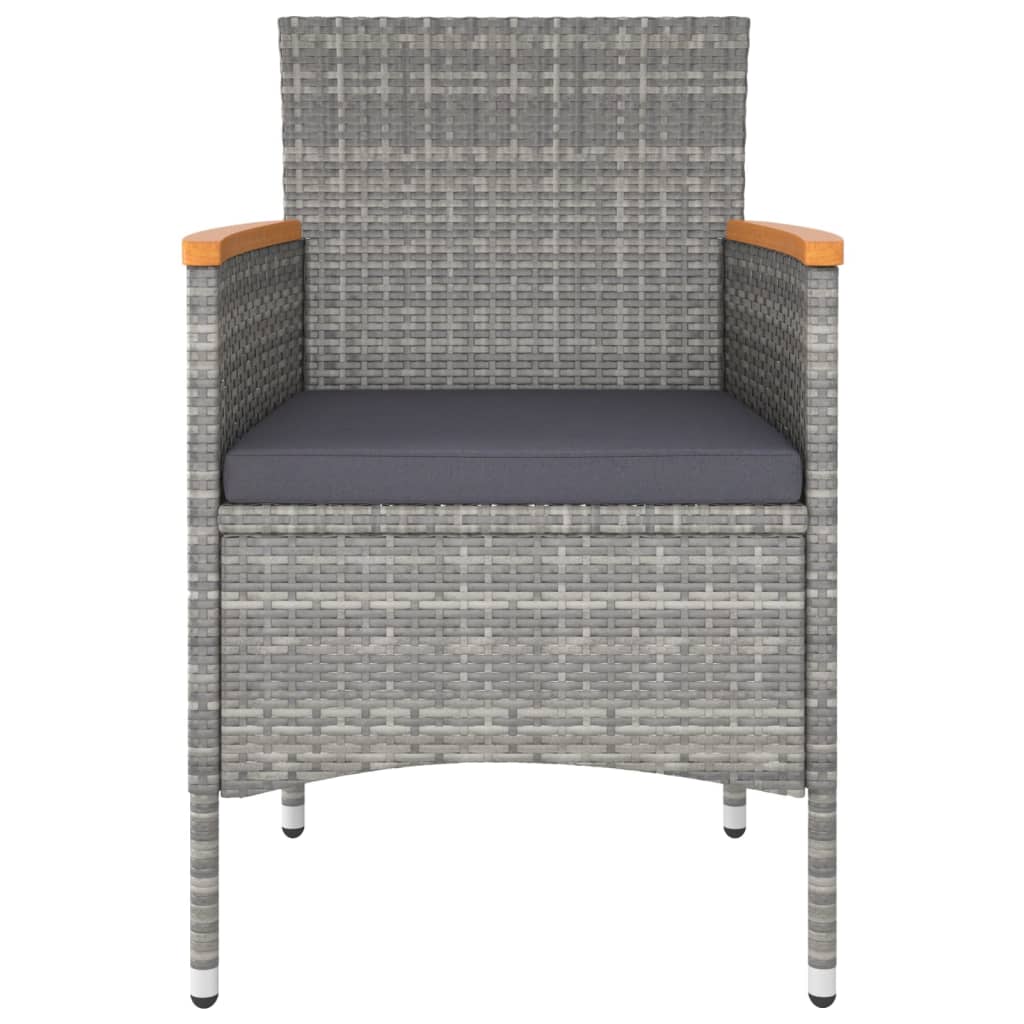 3 Piece Garden Dining Set Poly Rattan & Solid Acacia Wood Grey