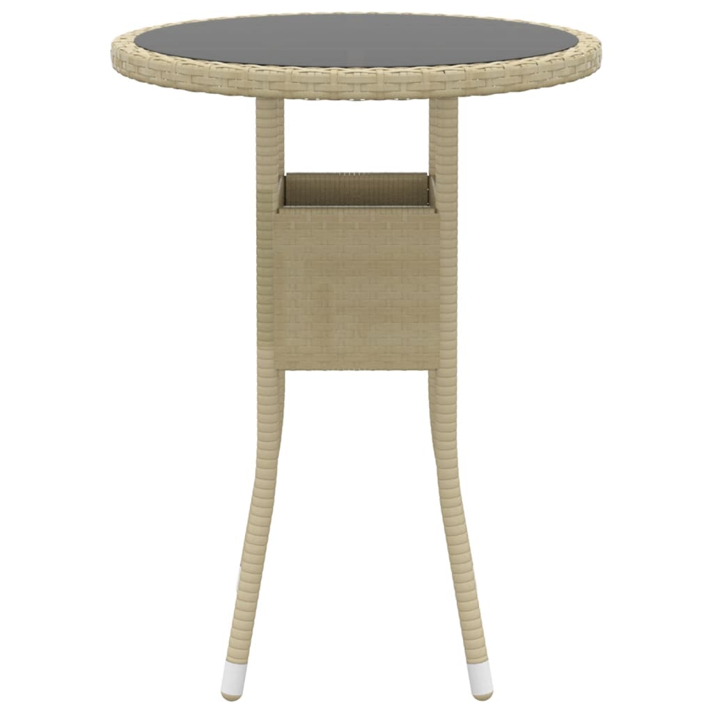 3 Piece Garden Dining Set Poly Rattan Beige