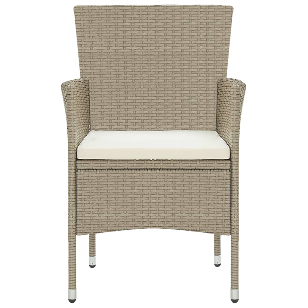 3 Piece Garden Dining Set Poly Rattan Beige