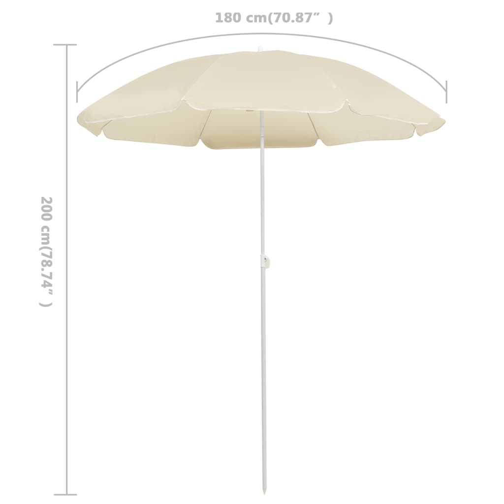 Garden Parasol with Steel Pole Sand 180 cm