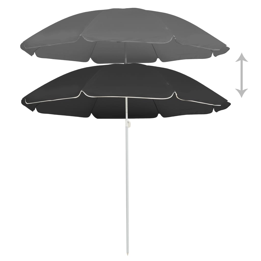 Garden Parasol with Steel Pole Anthracite 180 cm