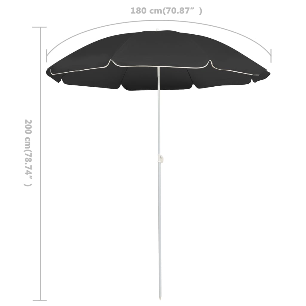 Garden Parasol with Steel Pole Anthracite 180 cm