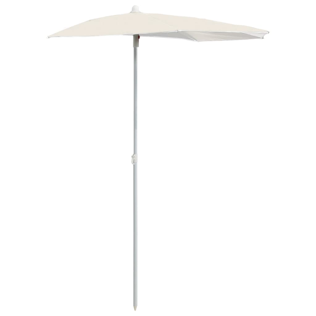 Garden Half Parasol with Pole 180x90 cm Sand