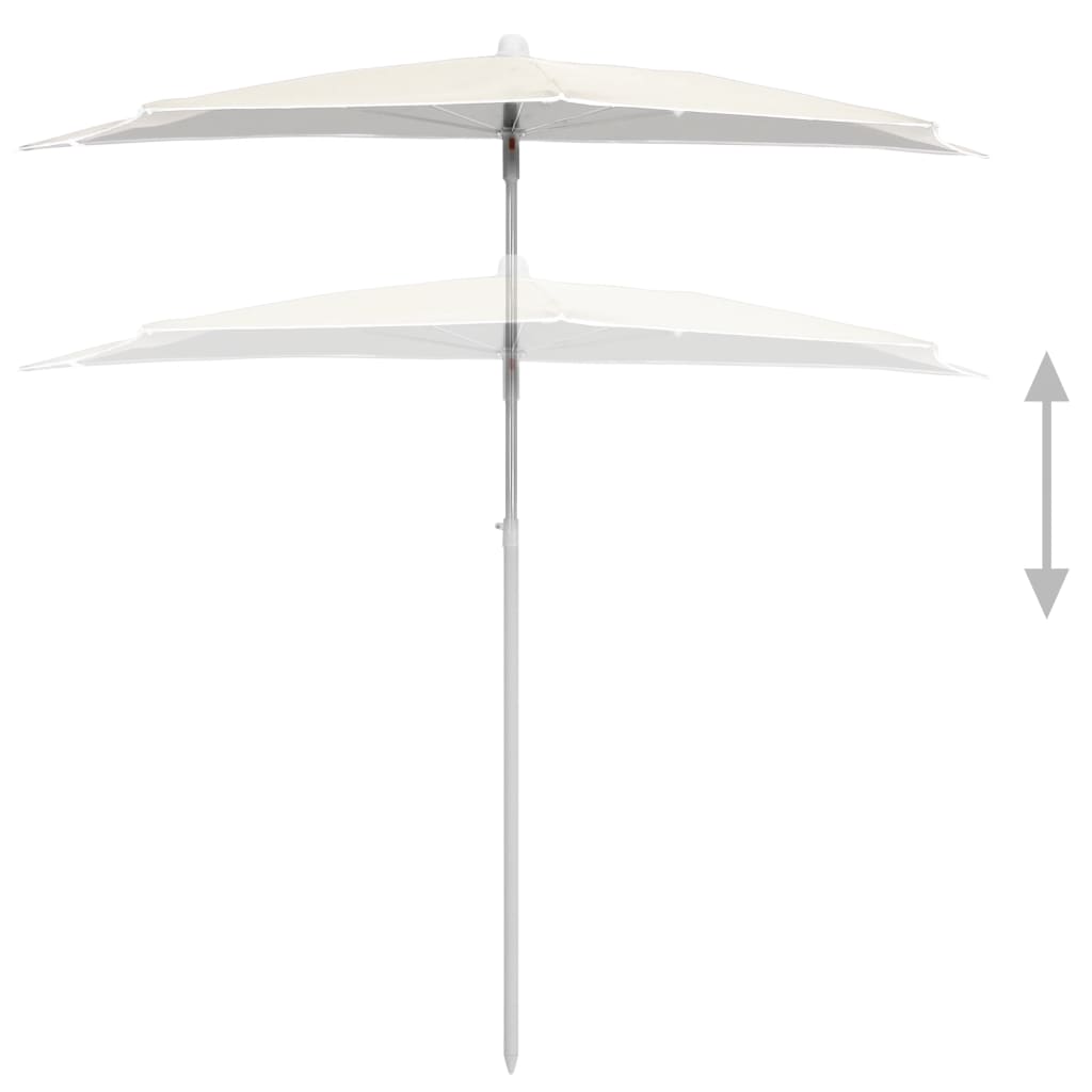 Garden Half Parasol with Pole 180x90 cm Sand