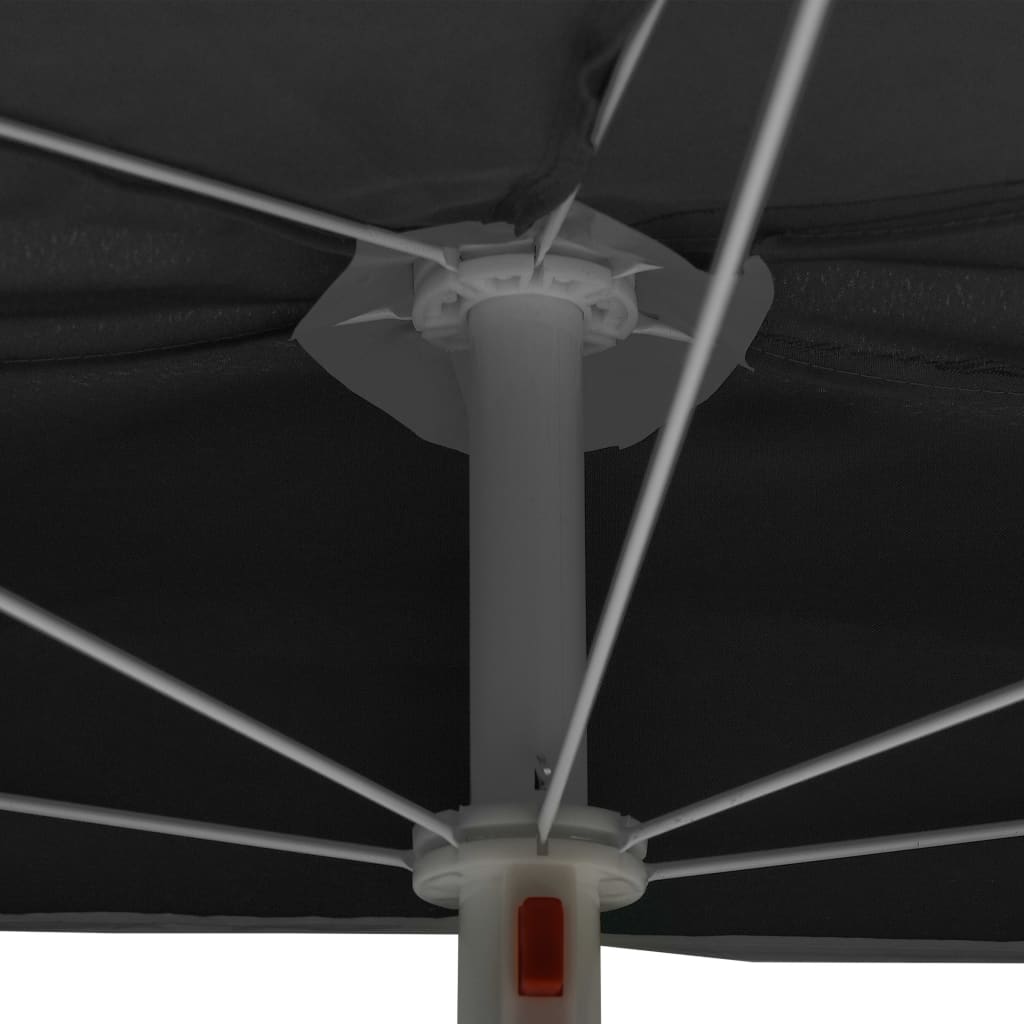 Garden Half Parasol with Pole 180x90 cm Anthracite