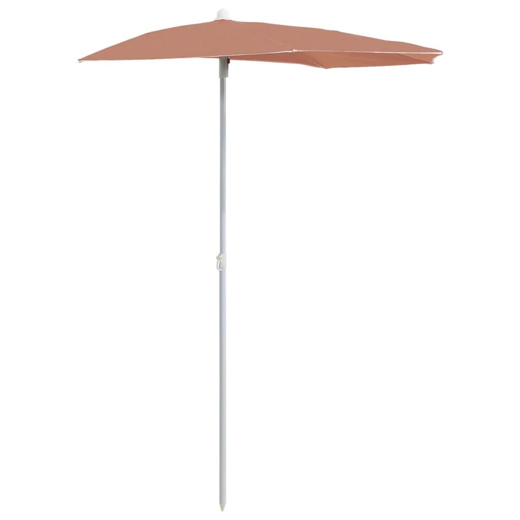 Garden Half Parasol with Pole 180x90 cm Terracotta