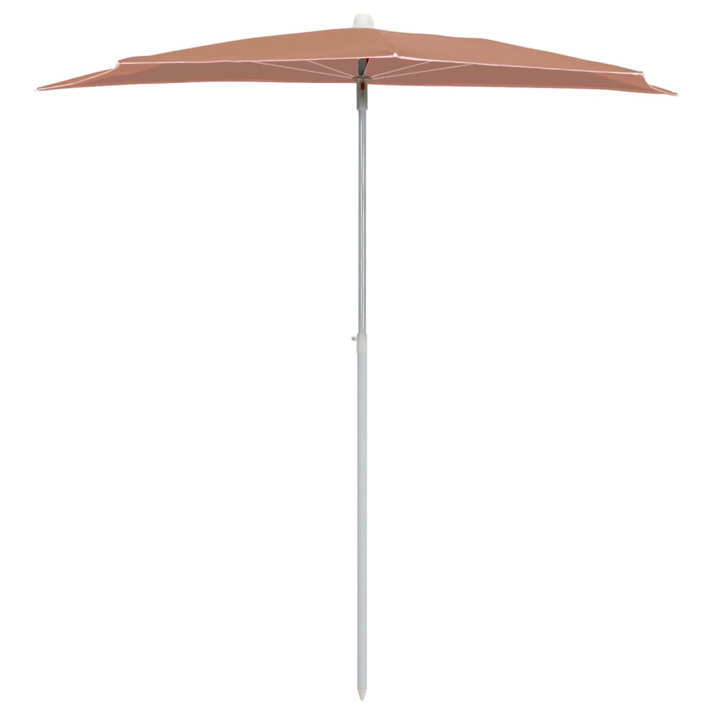 Garden Half Parasol with Pole 180x90 cm Terracotta
