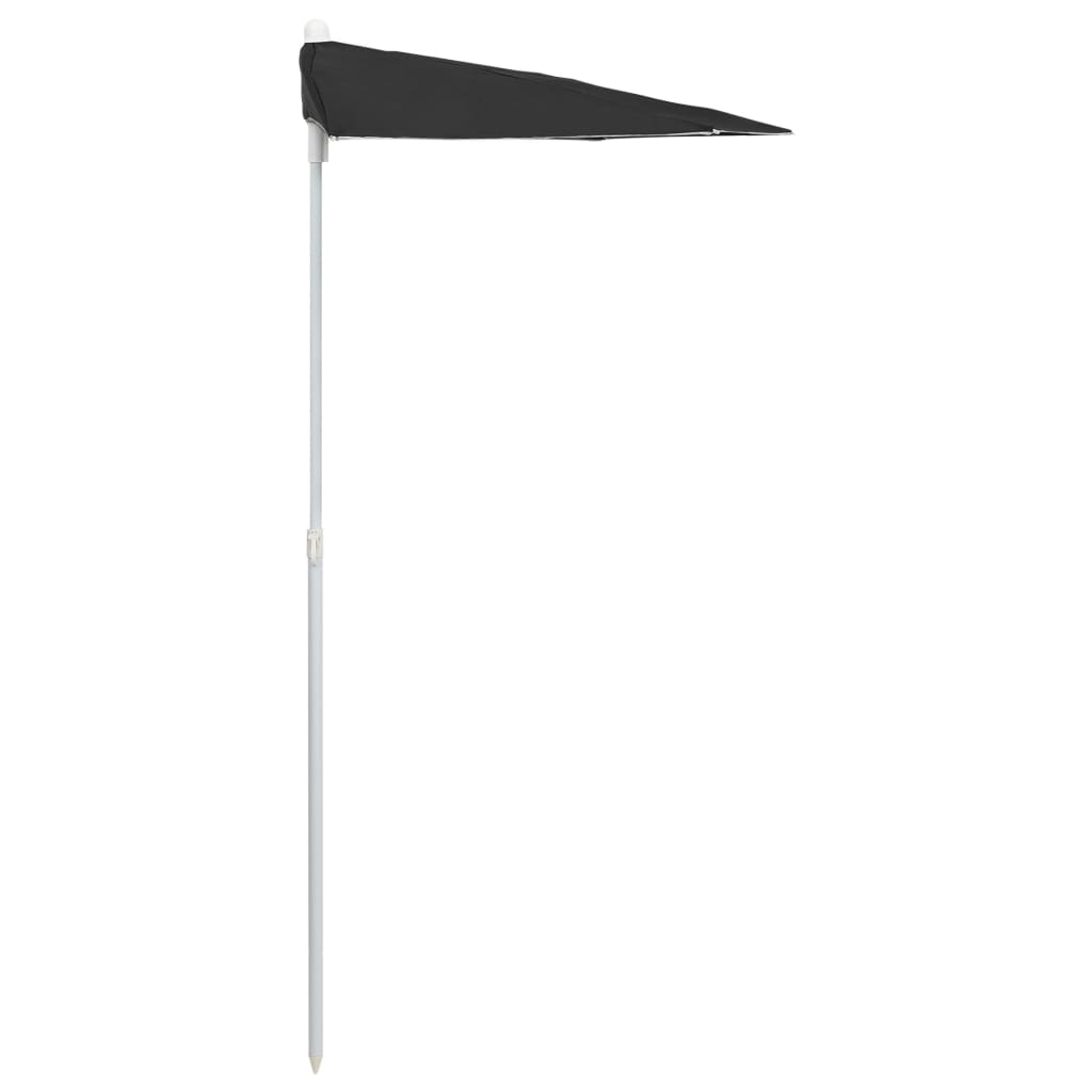 Garden Half Parasol with Pole 180x90 cm Black