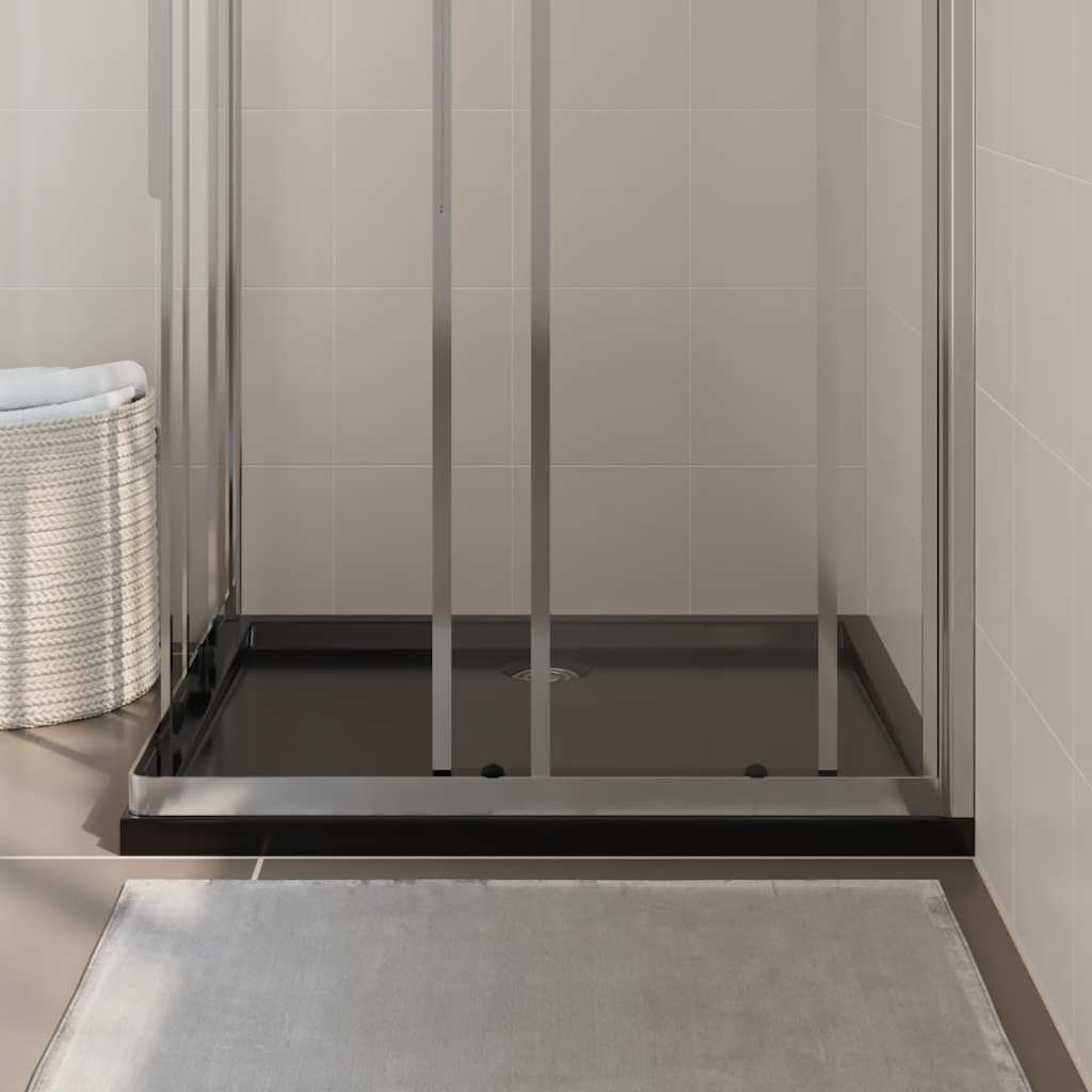 Rectangular ABS Shower Base Tray Black 80x90 cm