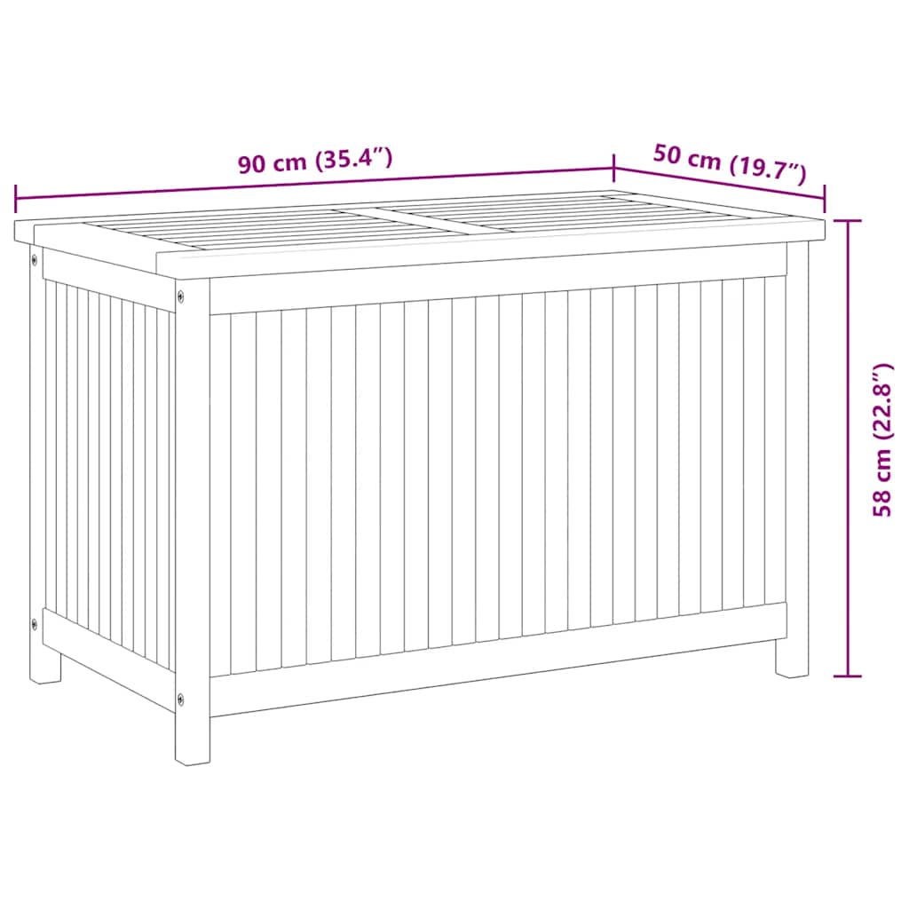 Garden Storage Box 90x50x58 cm Solid Teak Wood