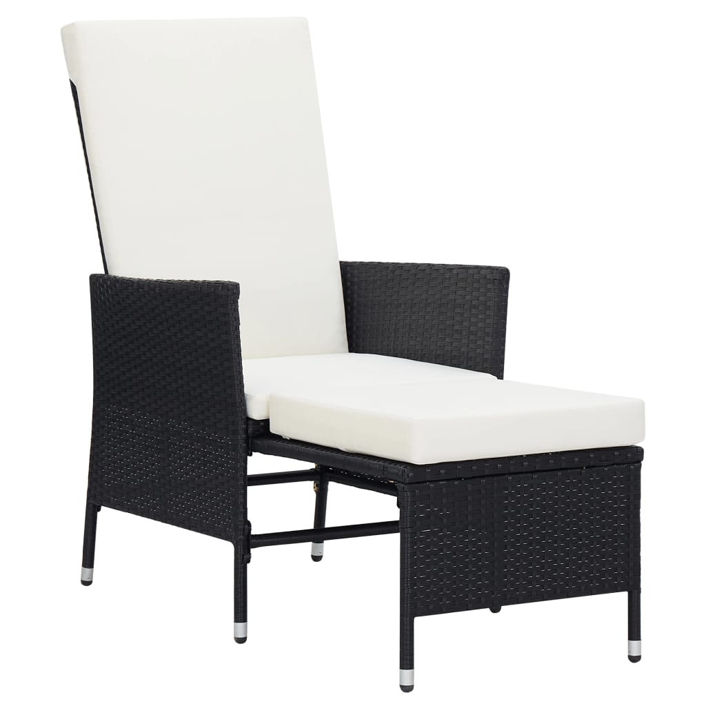 3 Piece Garden Lounge Set with Cushions Poly Rattan Black