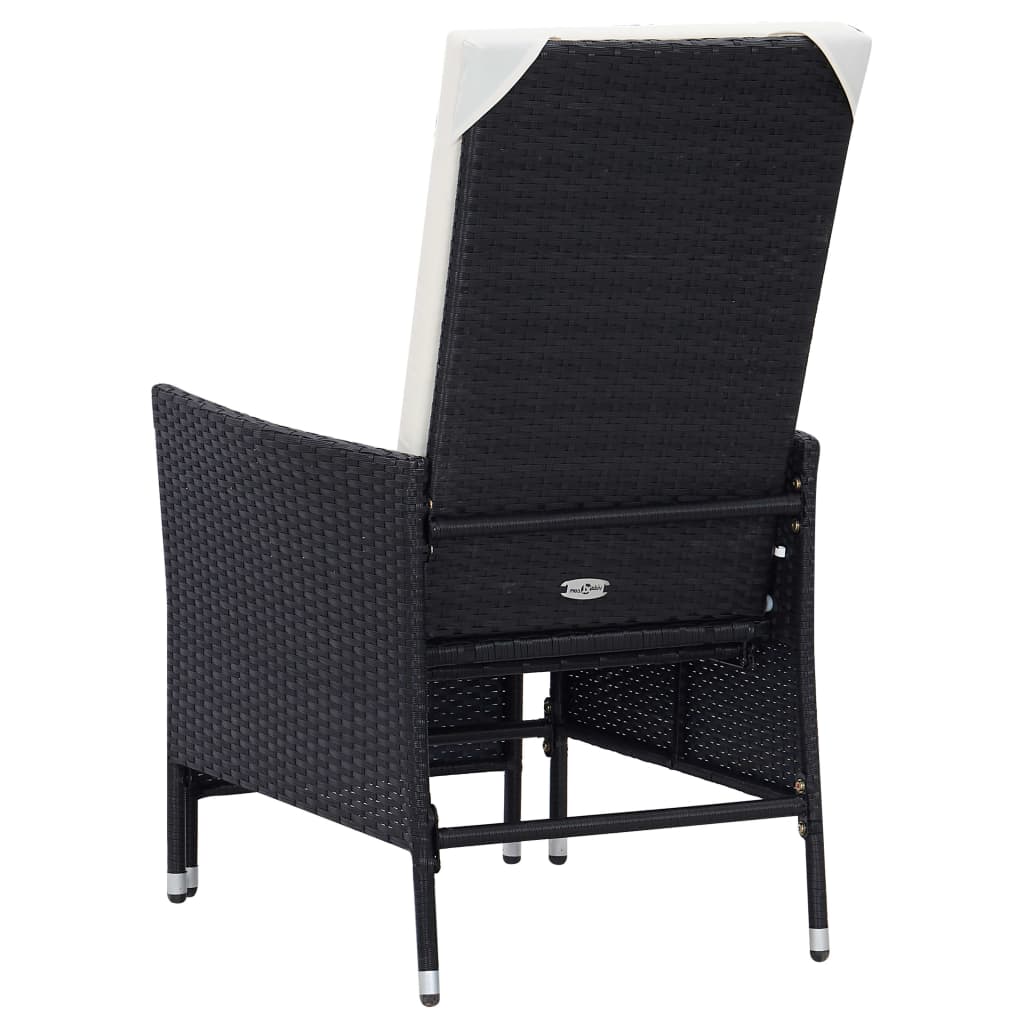 3 Piece Garden Lounge Set with Cushions Poly Rattan Black