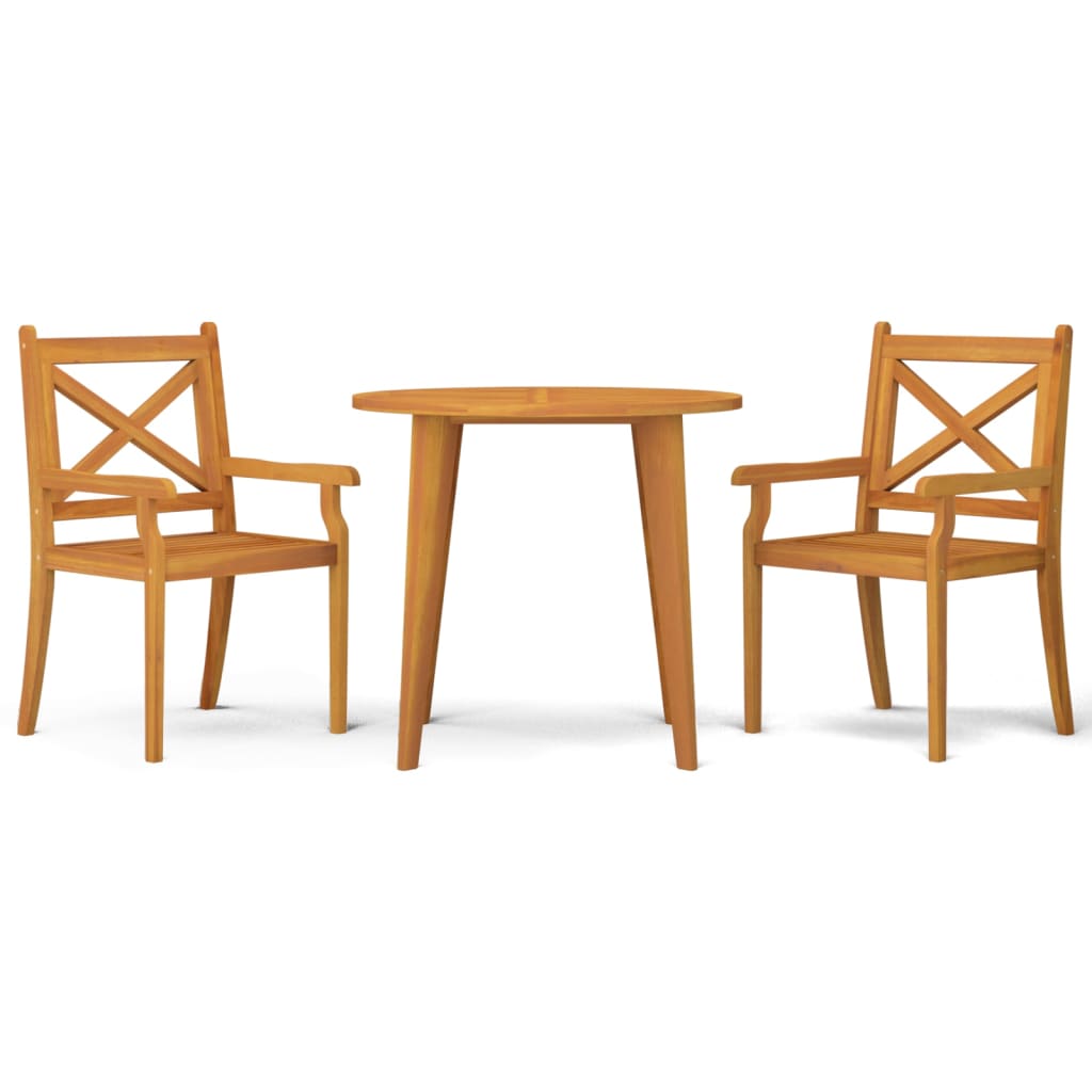 3 Piece Garden Dining Set Solid Wood Acacia