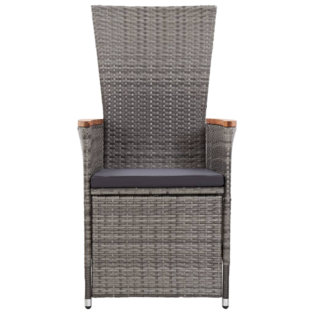 3 Piece Garden Lounge Set with Cushions Poly Rattan Grey