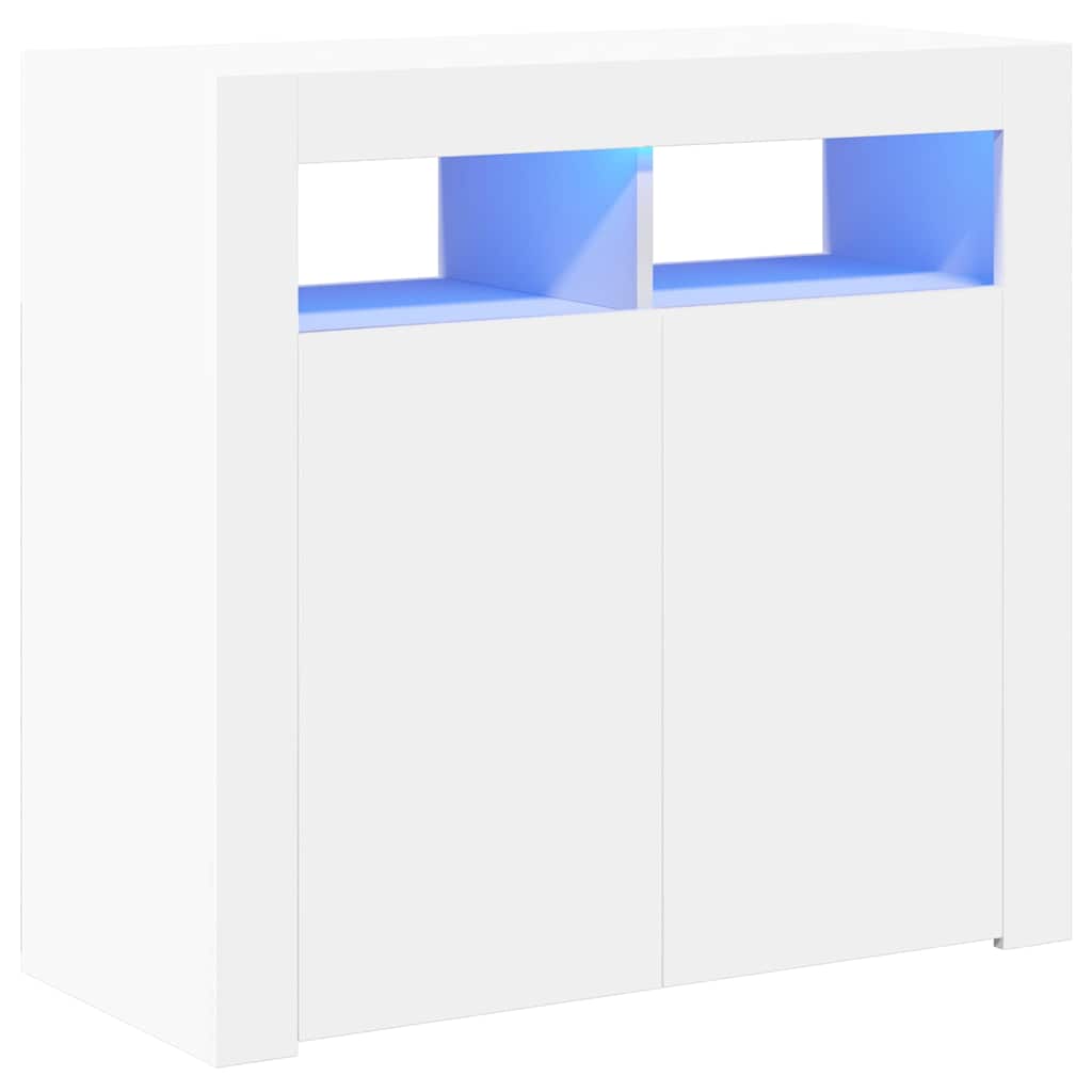 Sideboard with LED Lights White 80x35x75 cm