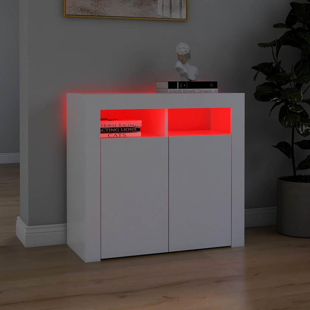 Sideboard with LED Lights White 80x35x75 cm