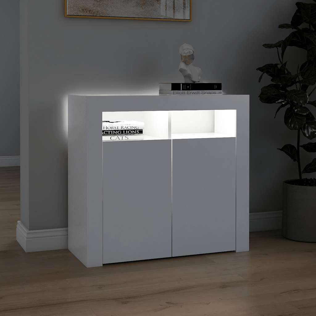Sideboard with LED Lights White 80x35x75 cm
