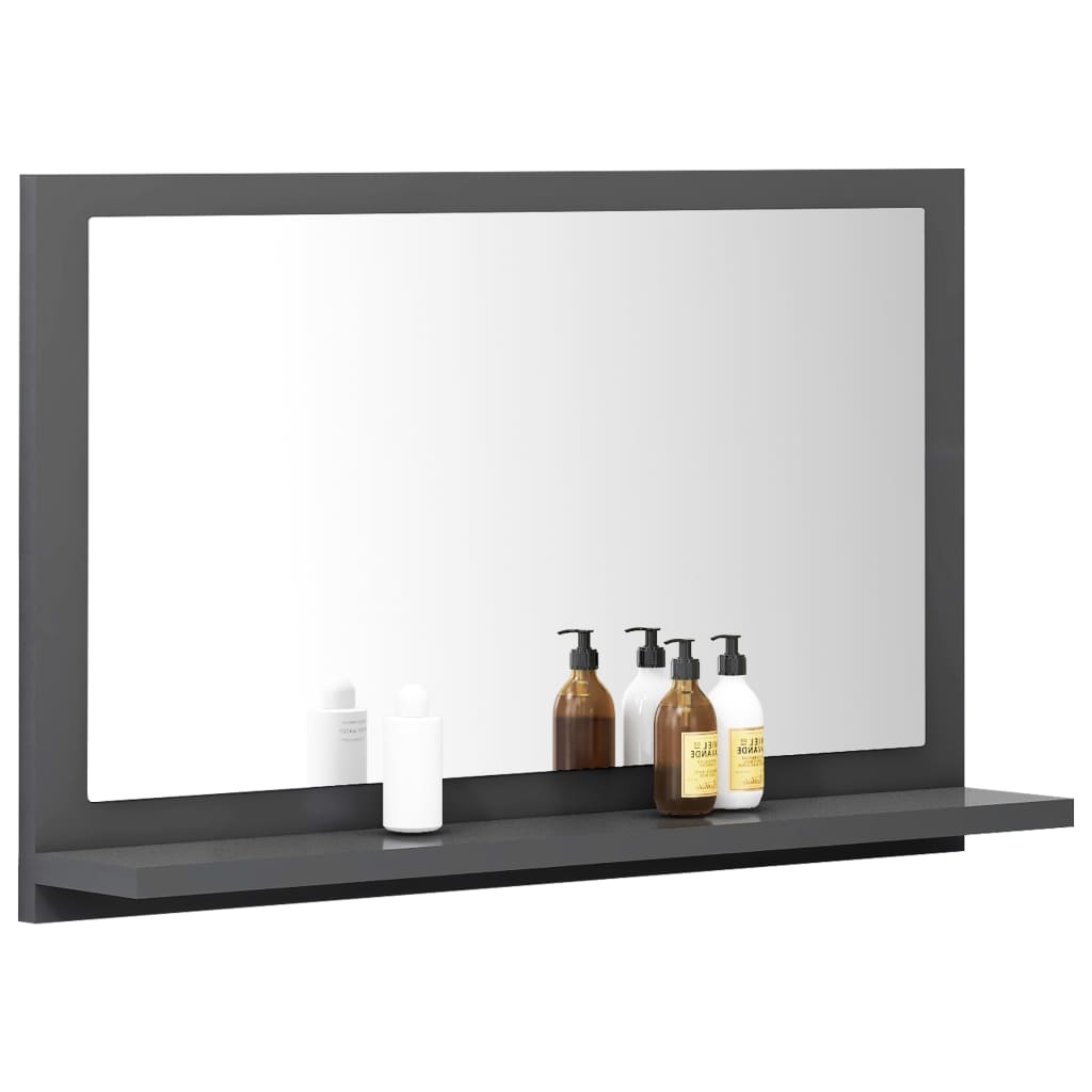 Bathroom Mirror Grey 60x10.5x37 cm Engineered Wood