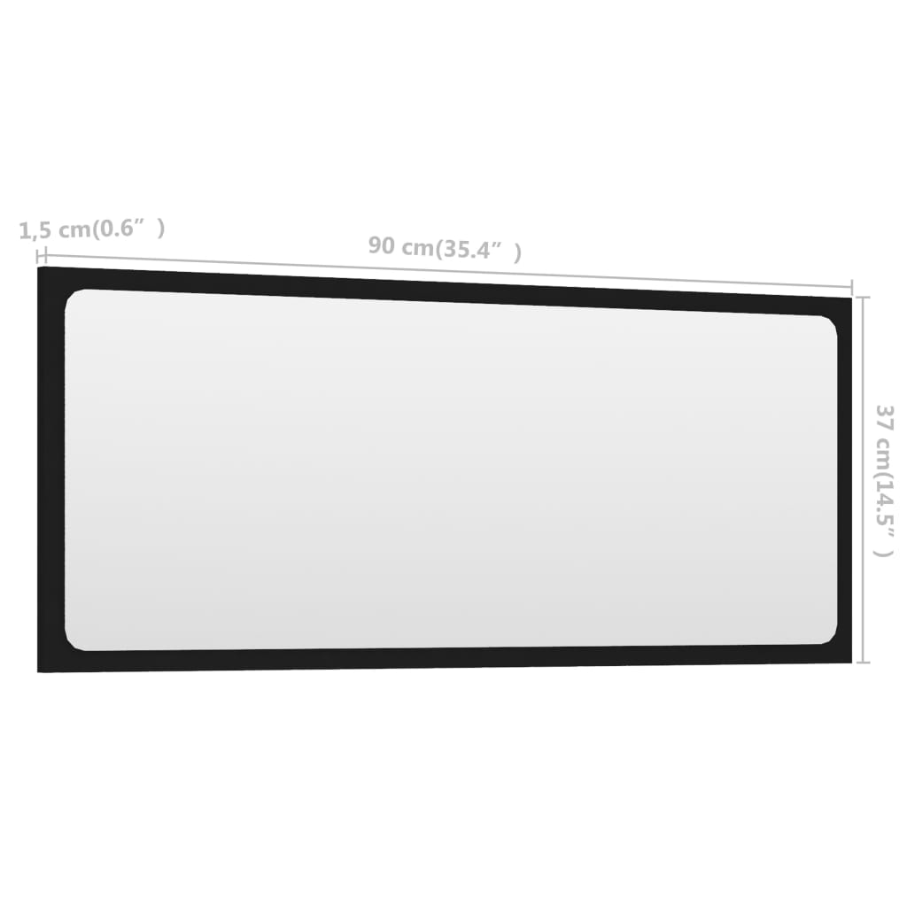 Bathroom Mirror Black 90x1.5x37 cm Engineered Wood