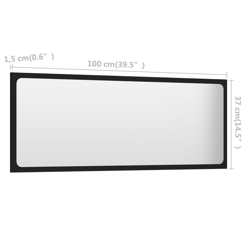 Bathroom Mirror Black 100x1.5x37 cm Engineered Wood