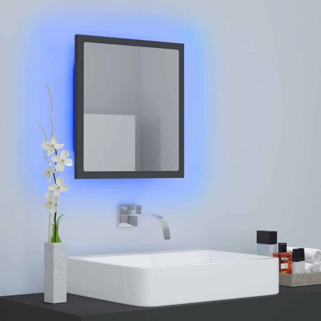 LED Bathroom Mirror Grey 40x8.5x37 cm Acrylic