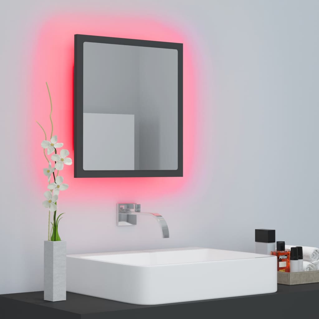 LED Bathroom Mirror Grey 40x8.5x37 cm Acrylic