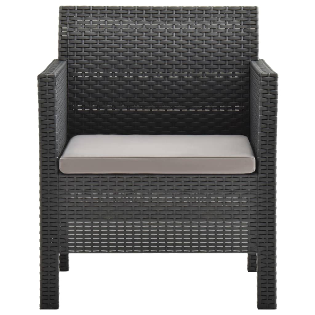 Garden Chair with Cushion Anthracite 63x65x76 cm PP Rattan