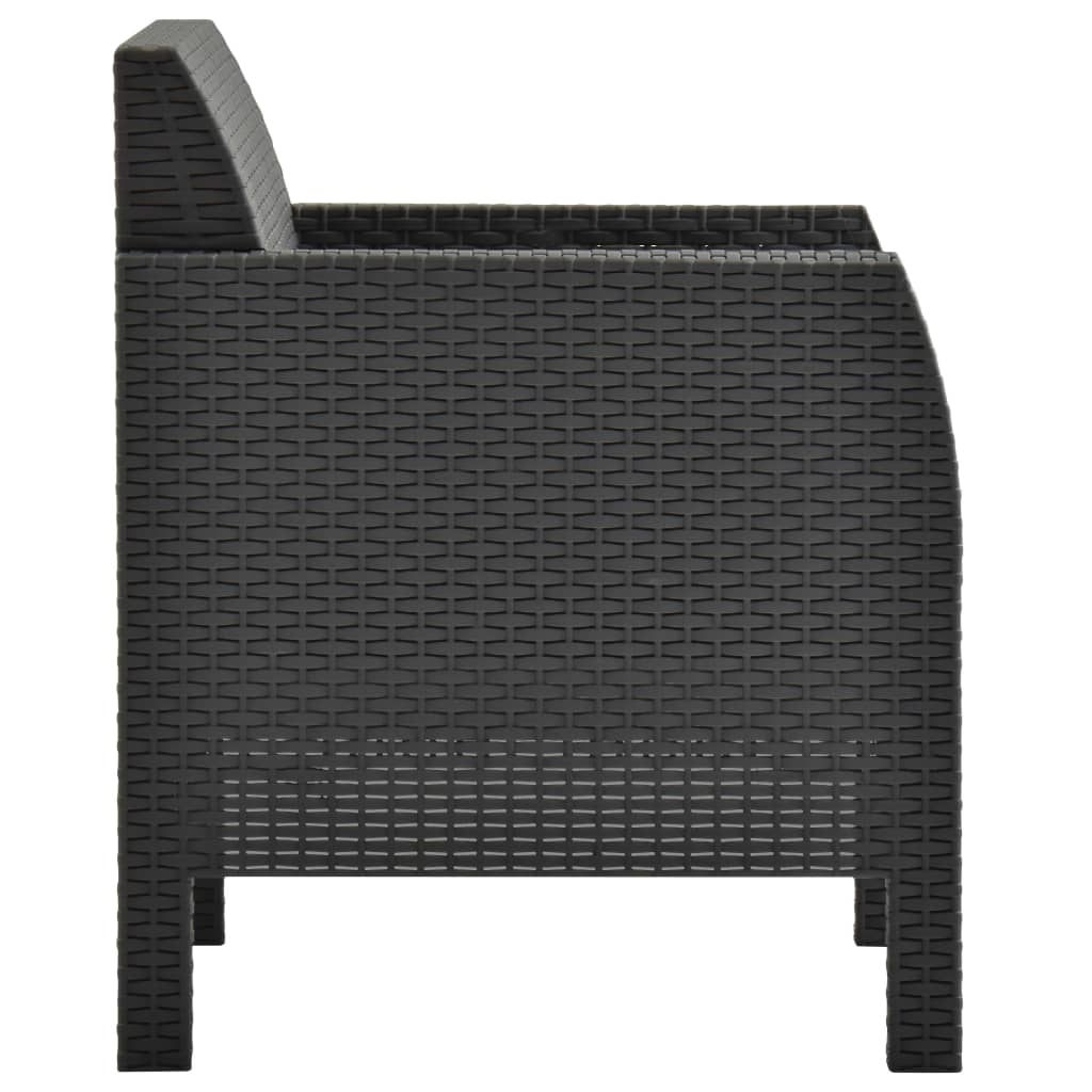 Garden Chair with Cushion Anthracite 63x65x76 cm PP Rattan