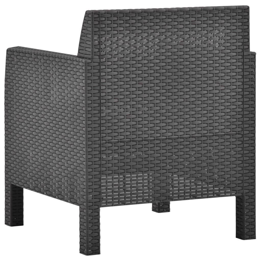 Garden Chair with Cushion Anthracite 63x65x76 cm PP Rattan