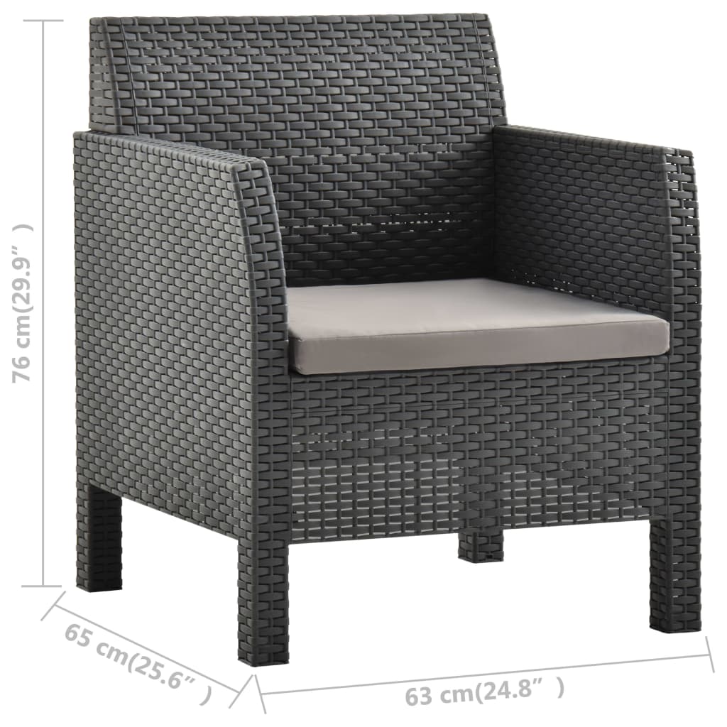 Garden Chair with Cushion Anthracite 63x65x76 cm PP Rattan