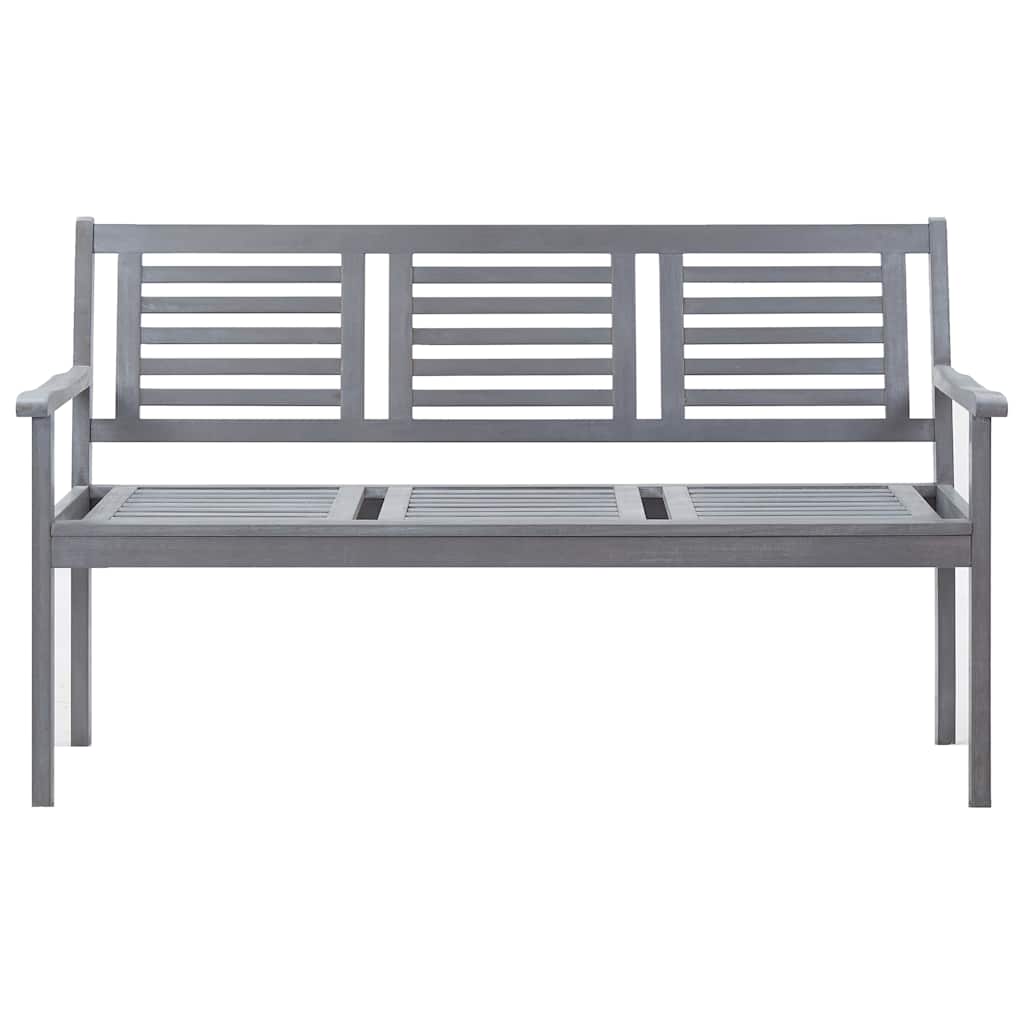 3-Seater Garden Bench with Cushion 150 cm Grey Eucalyptus Wood