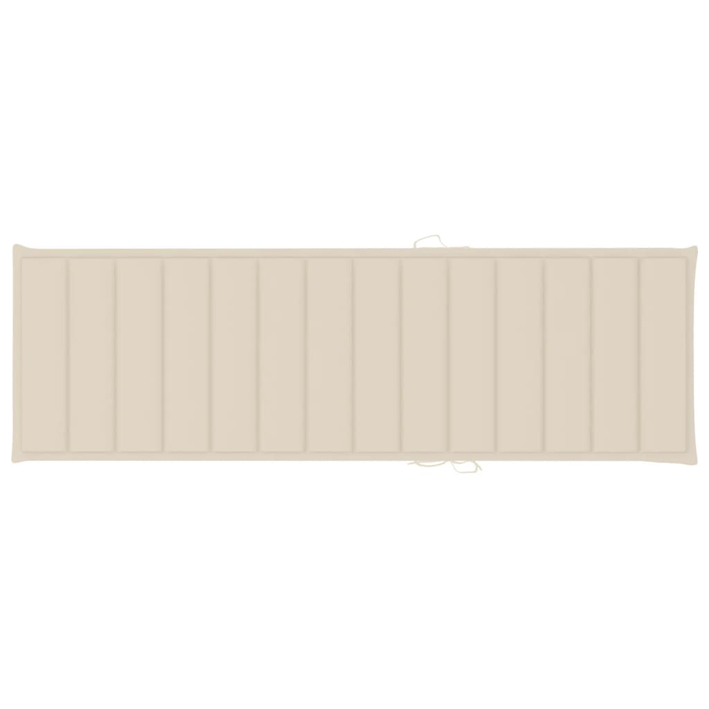 Garden Sun Lounger with Cushion Solid Acacia Wood