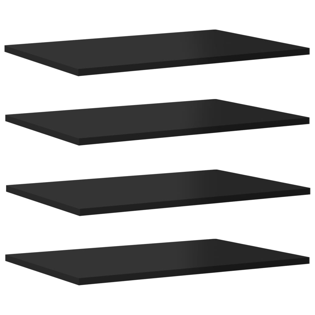 Bookshelf Boards 4 pcs High Gloss Black 60x40x1.5 cm Engineered Wood