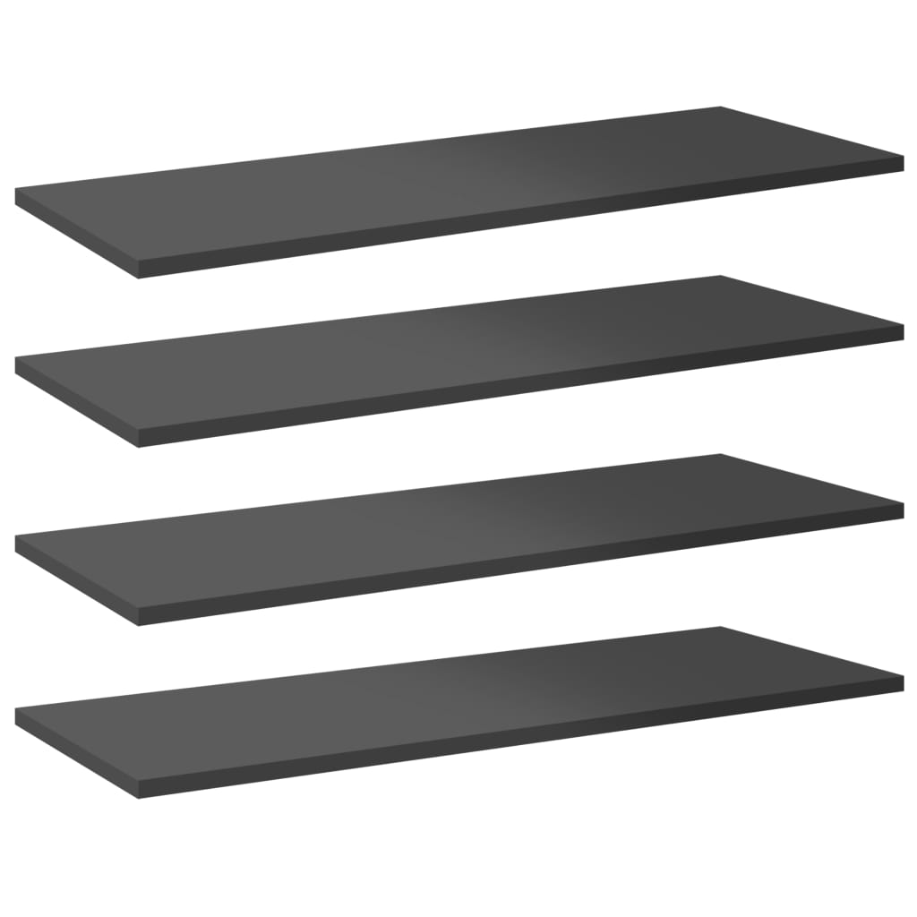 Bookshelf Boards 4 pcs High Gloss Grey 80x30x1.5 cm Engineered Wood