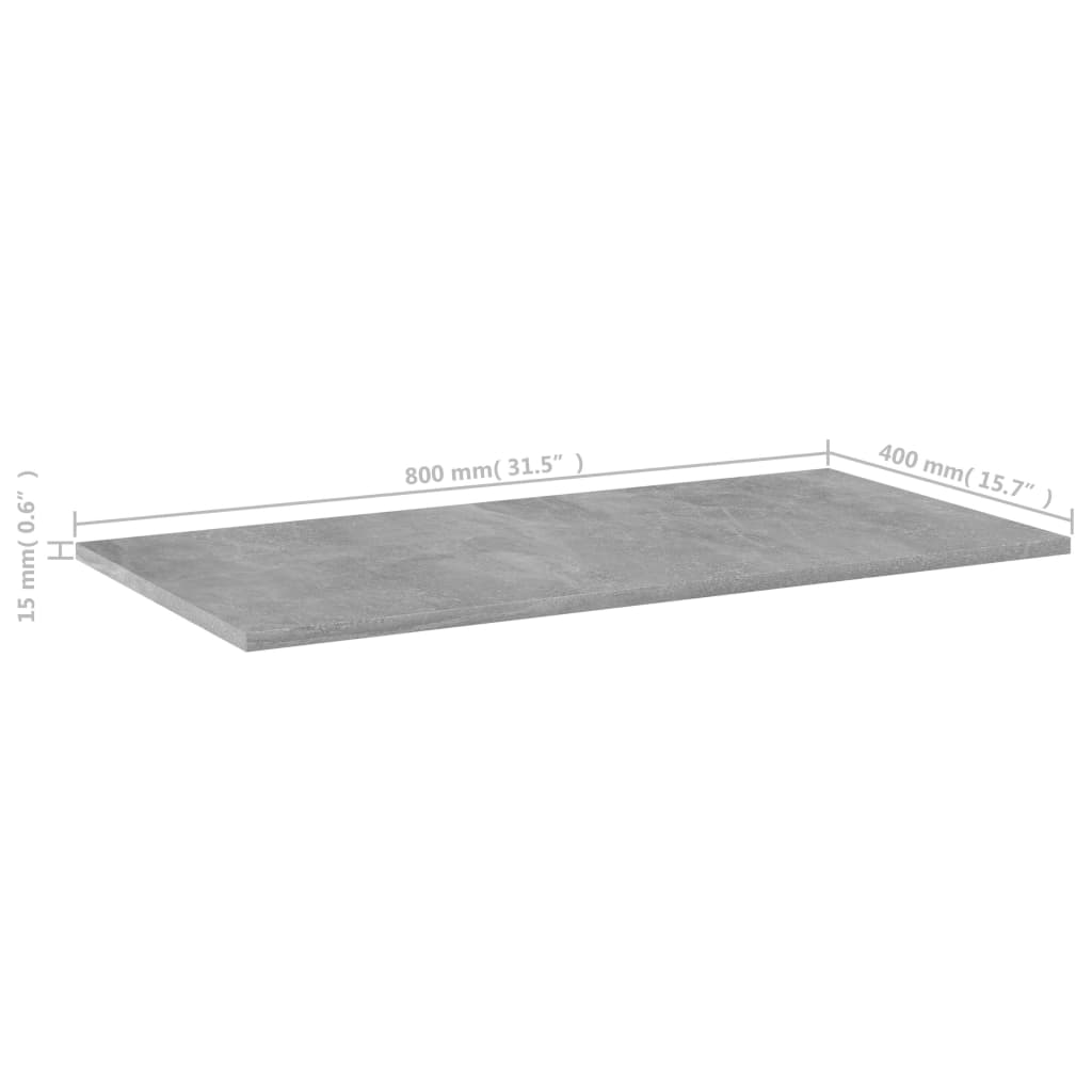 Bookshelf Boards 4 pcs Concrete Grey 80x40x1.5 cm Engineered Wood